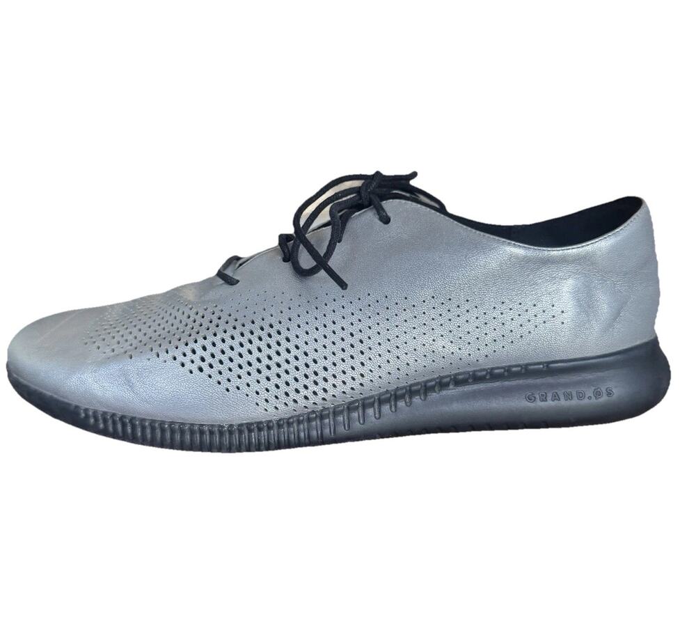Cole Haan 2. ZeroGrand Silver Laser Cut Design Oxfords Women’s Size 8 M Lace Up